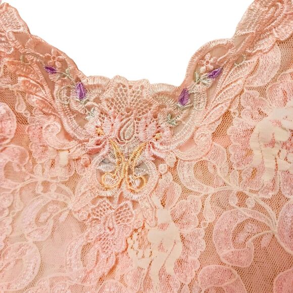 VTG CINEMA ETOILE Pink Stretchy Lace Chemise Nightgown Lingerie SZ M BEAUTIFUL - Picture 7 of 16
